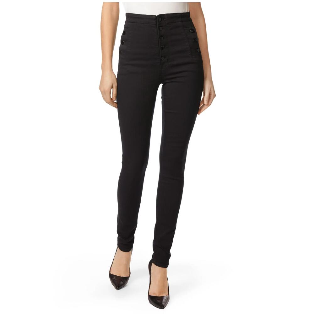 J BRAND Natasha Sky High High Waist Super Skinny Jeans In Seriously Black
